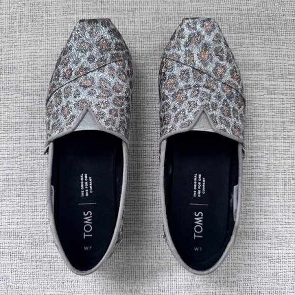 TOM’S Sparkly Fun Animal Print Ultra Comfortable Slip On Shoes - Size 7 - Picture 7 of 10
